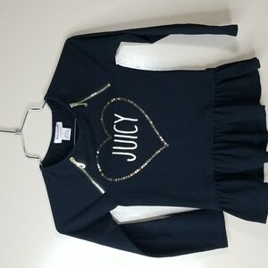 JUICY COUTURE GIRLS SIZE 5 LONG SLEEVE BLACK RUFFLE BOTTOM SHIRT
